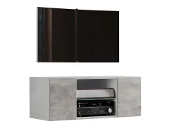 Móvel De Tv|VCM Móveis de TV | Placa de parede | Pendura Lowboard | Dimensões A. 40 x L. 95 x P. 36 cm | Armário de parede - Jusa (Branco / Aparência em concreto) Multicor