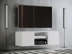 Móvel De Tv|VCM Móveis de TV | Placa de parede | Pendura Lowboard | Dimensões A. 40 x L. 115 x P. 36 cm | Armário de parede - Jusa (Branco) Multicor