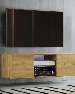 Discount VCM Móveis de TV | Placa de parede | Pendura Lowboard | Dimensões A. 40 x L. 115 x P. 36 cm | Armário de parede - Jusa (Honey Oak) Multicor