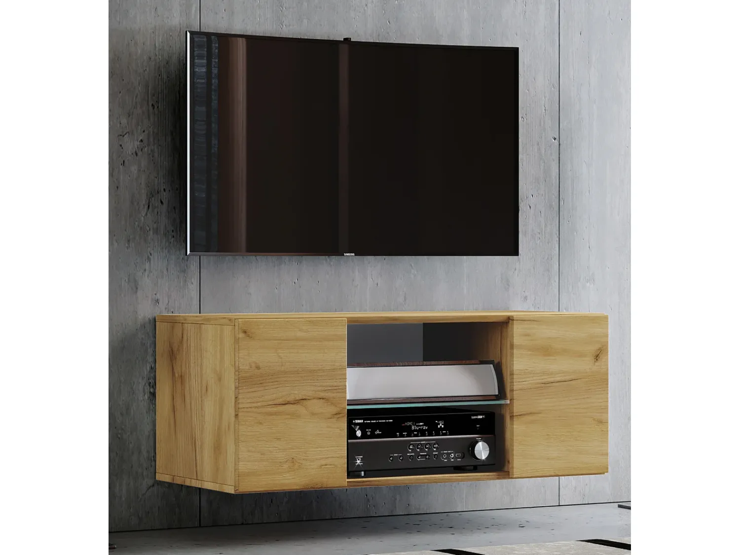 Discount VCM Móveis de TV | Placa de parede | Pendura Lowboard | Dimensões A. 40 x L. 115 x P. 36 cm | Armário de parede - Jusa (Honey Oak) Multicor