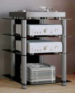 Móvel De Tv|VCM Móveis Hifi Bilus Vidro preto A. 70 x L. 59 x P. 48 cm Multicor
