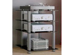 Móvel De Tv|VCM Móveis Hifi Bilus Vidro preto A. 70 x L. 59 x P. 48 cm Multicor