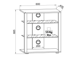 VCM Móveis Hifi Folas Preto A. 70 x L. 60 x P. 41 cm Multicor
