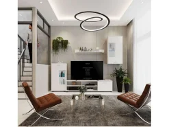 New Móveis modernos para sala de estar em fosco 230x38,3 cm Branco