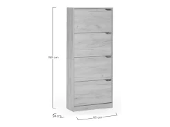 New VS Venta-stock Móveis para sapateira Angel 4 portas cor carvalho claro, para 24 pares Natural claro