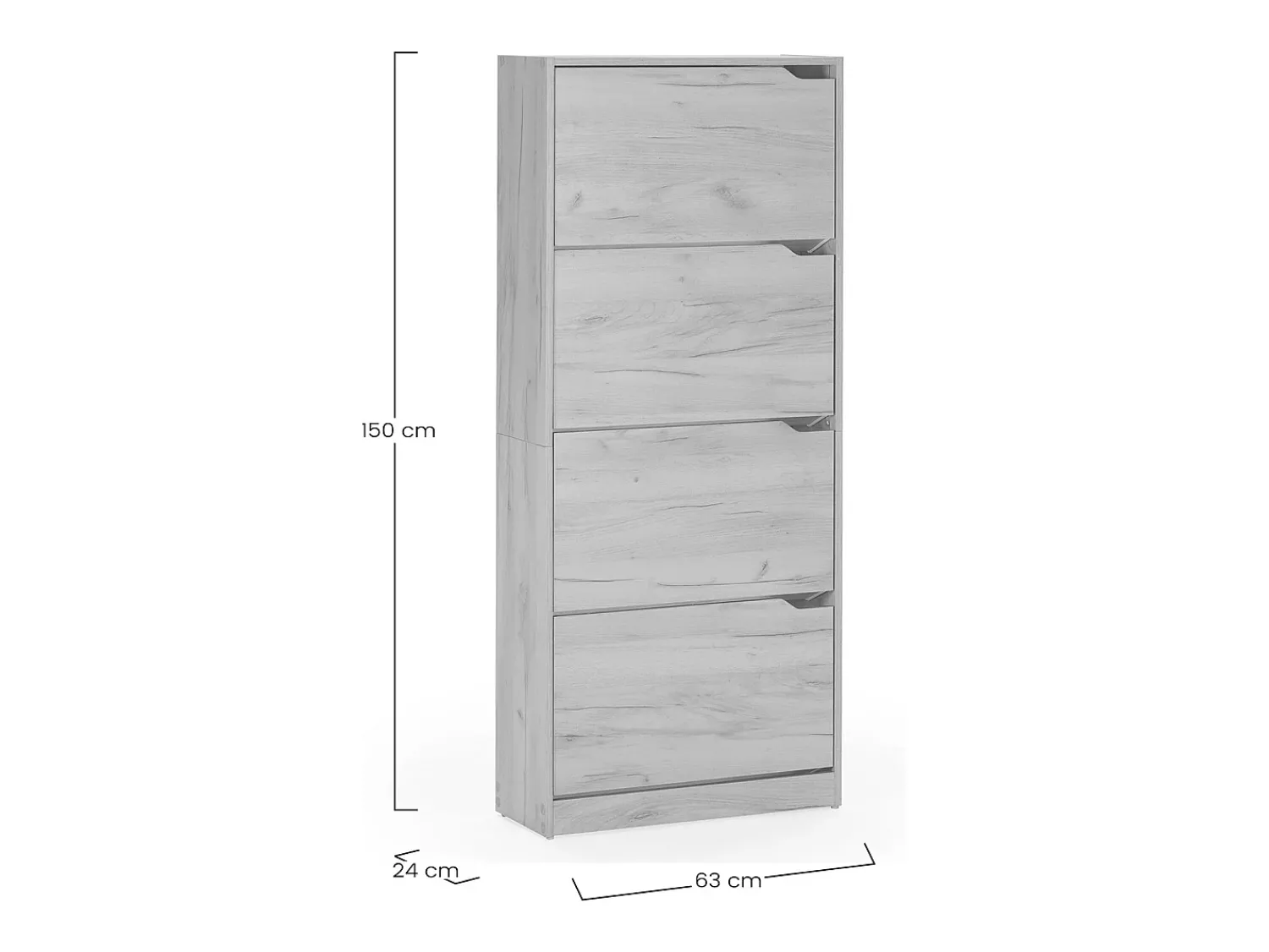 New VS Venta-stock Móveis para sapateira Angel 4 portas cor carvalho claro, para 24 pares Natural claro