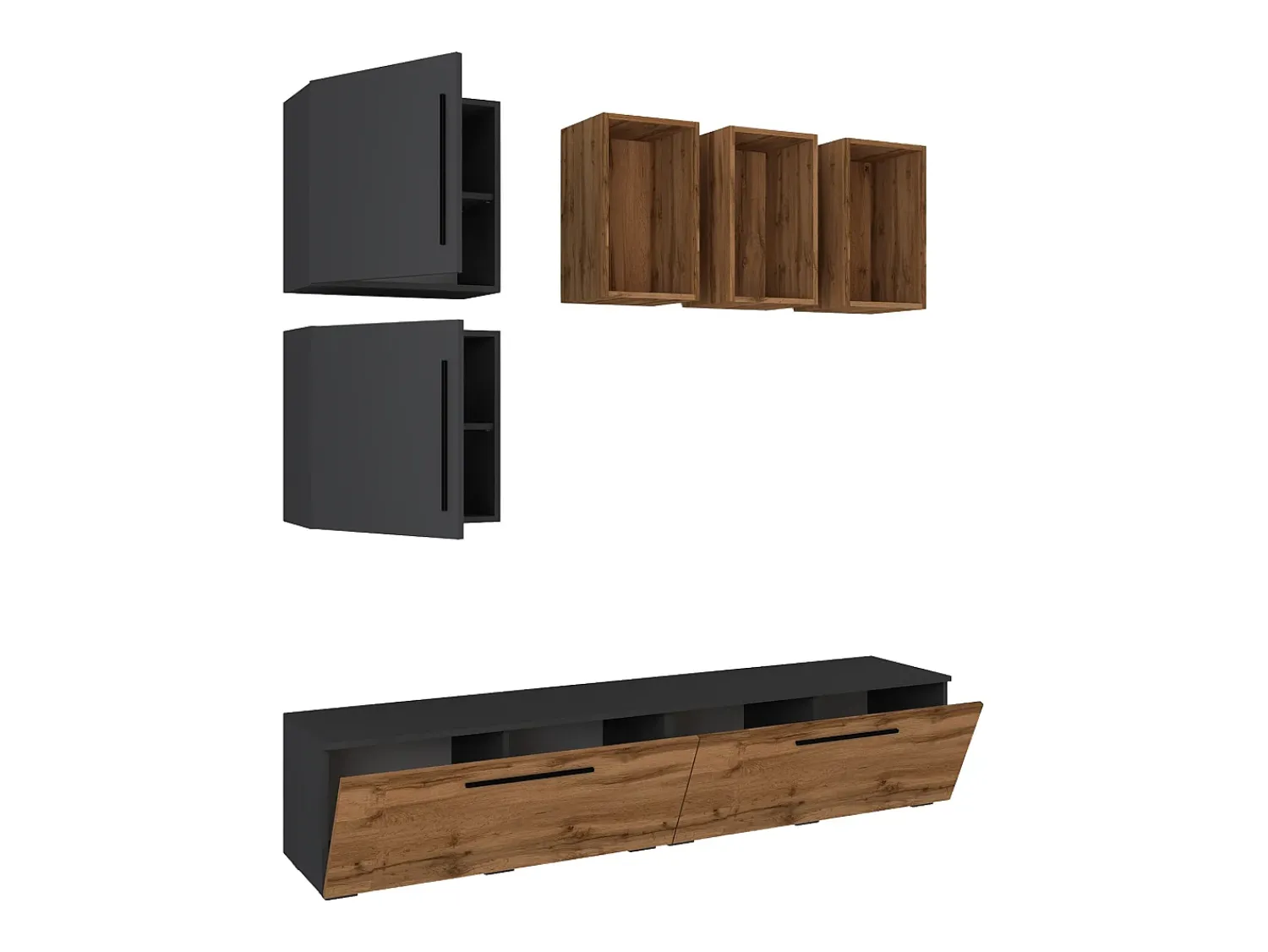 Outlet VCM Móveis para TV Arila Antracite/carvalho mel A. 200 x L. 190 x P. 40 cm Multicor