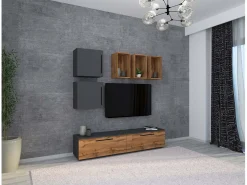 Outlet VCM Móveis para TV Arila Antracite/carvalho mel A. 200 x L. 190 x P. 40 cm Multicor
