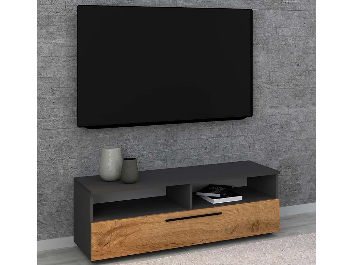 Online VCM Móveis para TV Arila Antracite/carvalho mel A. 39 x L. 115 x P. 40 cm Multicor