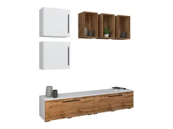 VCM Móveis para TV Arila Branco/carvalho de mel A. 200 x L. 190 x P. 40 cm^ Móvel De Tv
