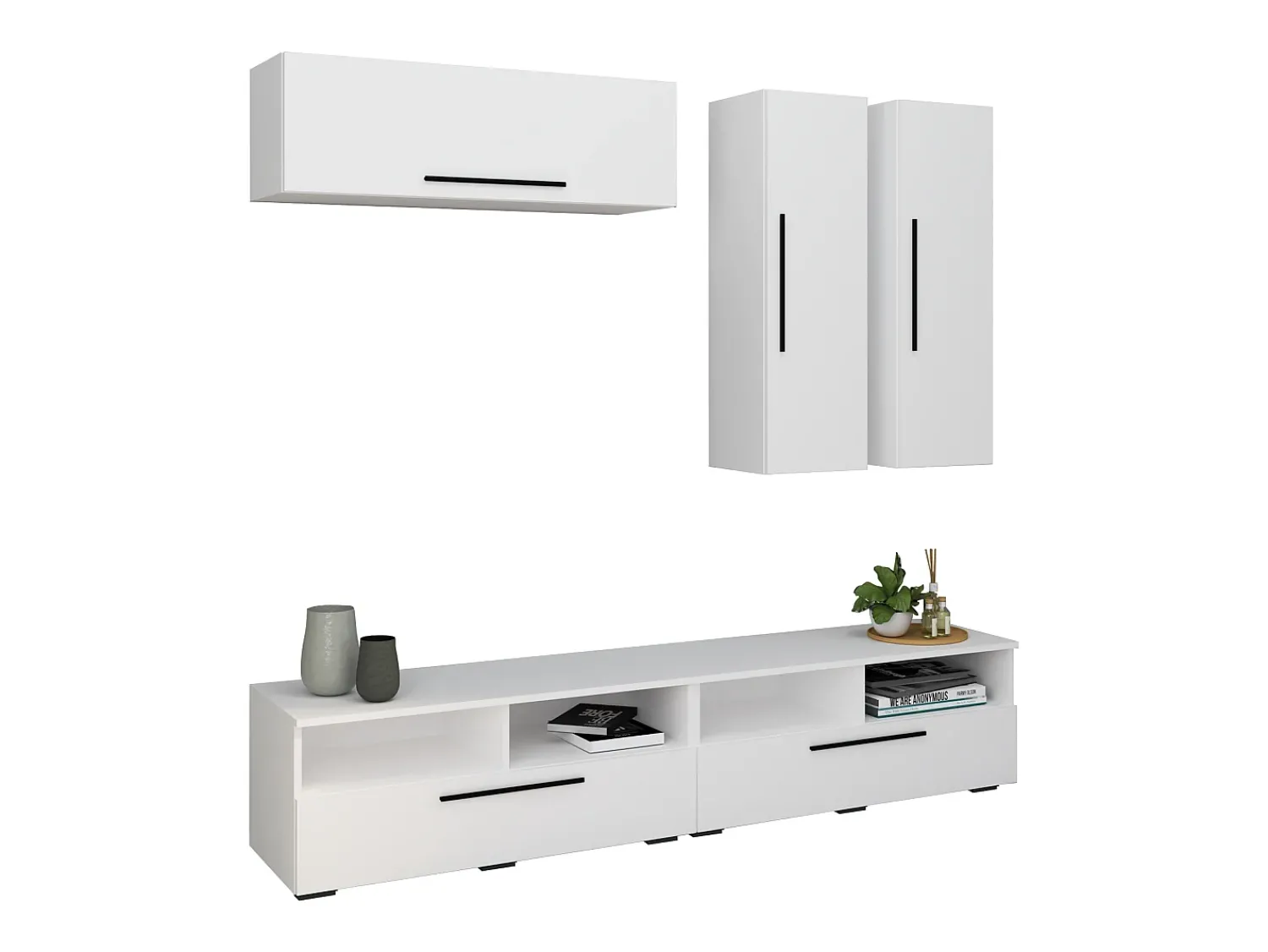 New VCM Móveis para TV Arila Branco A. 200 x L. 190 x P. 40 cm Multicor
