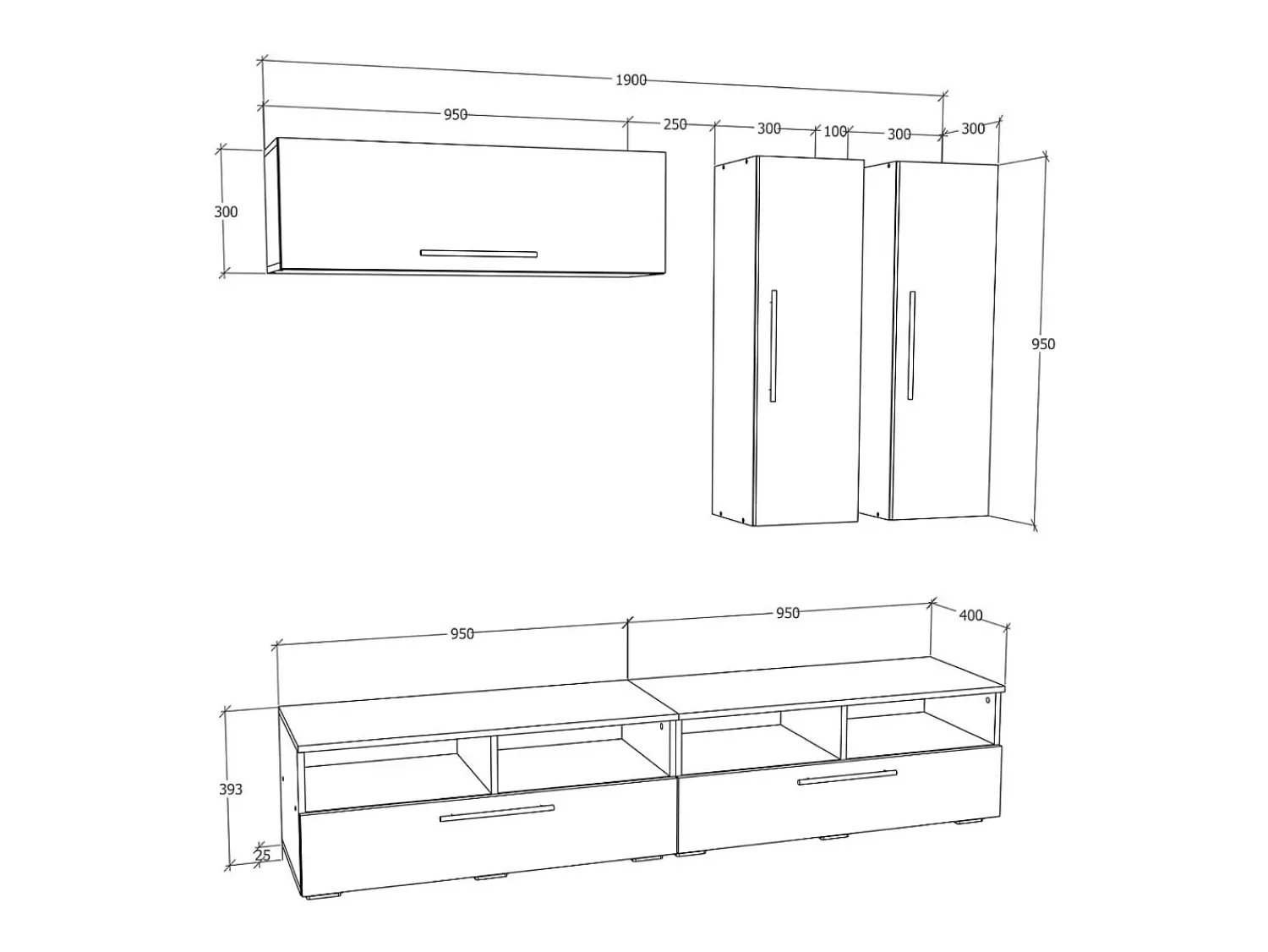 New VCM Móveis para TV Arila Branco A. 200 x L. 190 x P. 40 cm Multicor