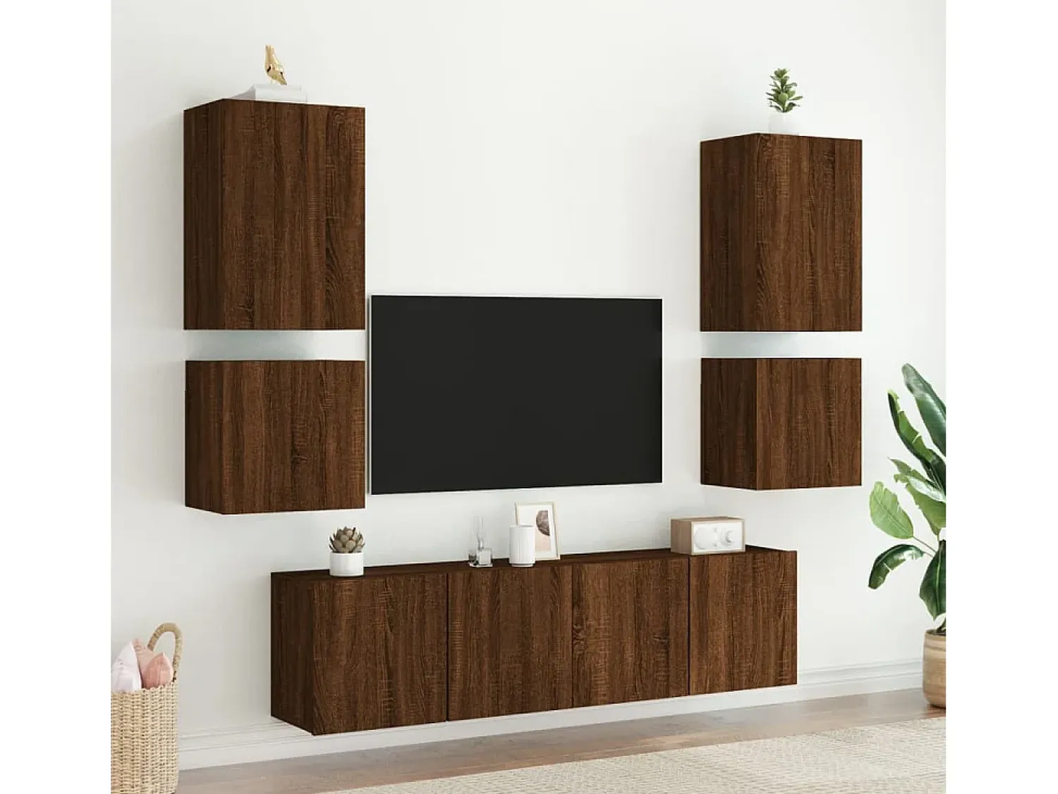 Móvel De Tv* Móveis parede p/ TV 2 pcs derivados madeira carvalho PT819934 Castanho