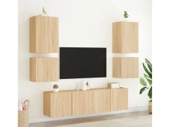Móvel De Tv* Móveis parede p/ TV 2 pcs derivados de madeira carvalho sonoma PT903721 Castanho