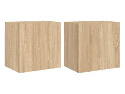 Móvel De Tv* Móveis parede p/ TV 2 pcs derivados de madeira carvalho sonoma PT903721 Castanho