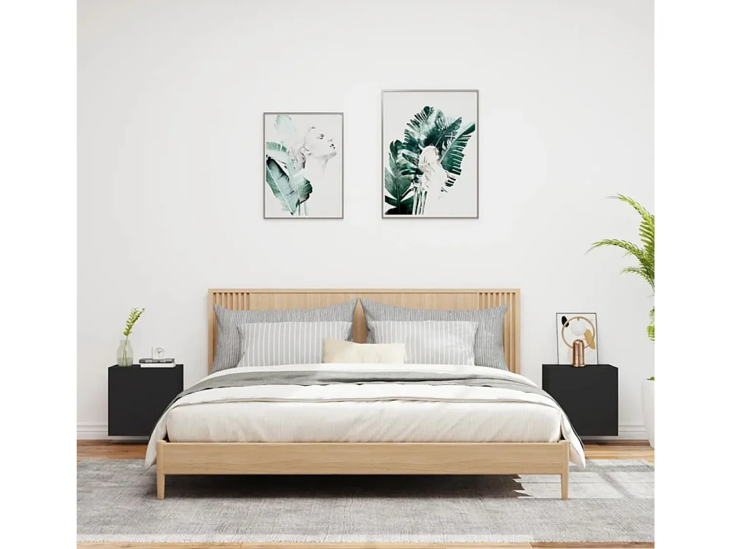 Móvel De Tv* Móveis parede p/ TV 2pcs 40,5x30x40 cm derivados madeira PT345029 Preto