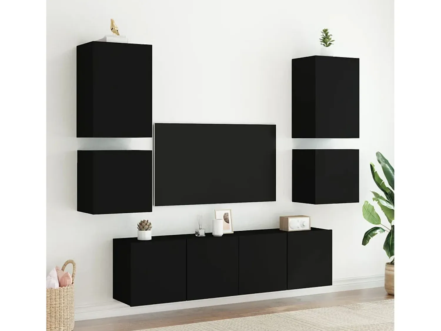 Móvel De Tv* Móveis parede p/ TV 2pcs 40,5x30x40 cm derivados madeira PT345029 Preto