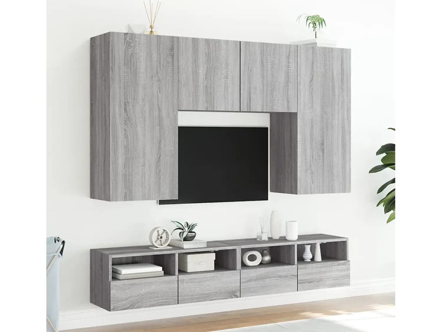 Móvel De Tv| Móveis parede p/ TV 2pcs 80x30x30cm deriv. madeira cinza sonoma PT631256 Cinzento