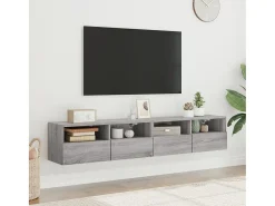 Móvel De Tv| Móveis parede p/ TV 2pcs 80x30x30cm deriv. madeira cinza sonoma PT631256 Cinzento