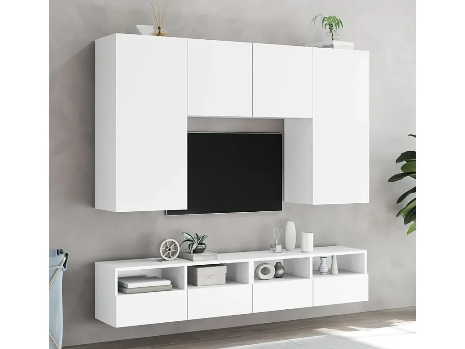 Móveis parede p/ TV 2pcs 80x30x30cm derivados de madeira PT483933^ Móvel De Tv