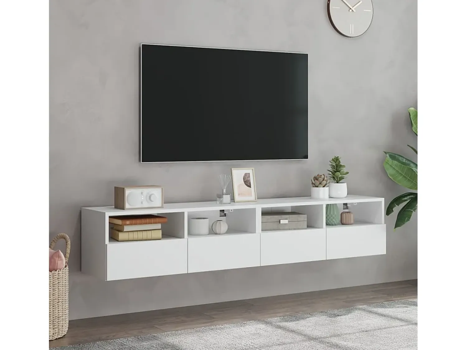 Móveis parede p/ TV 2pcs 80x30x30cm derivados de madeira PT483933^ Móvel De Tv