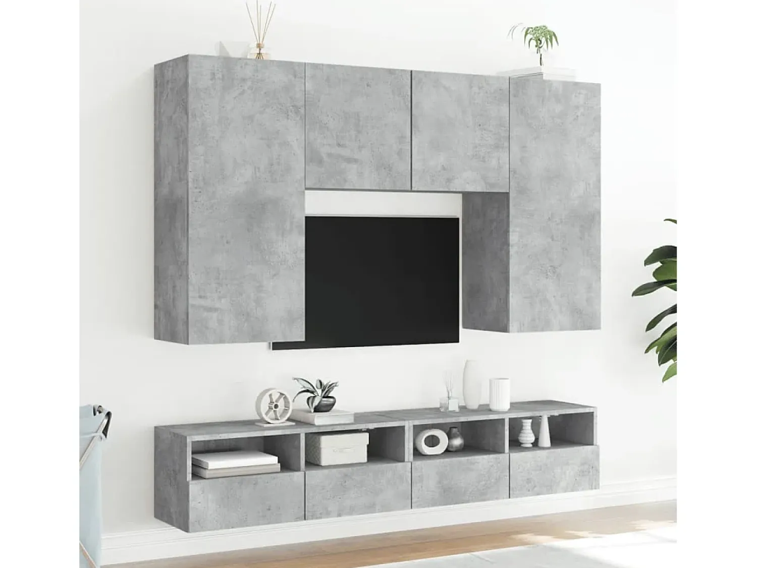 Móvel De Tv| Móveis parede TV 2 pcs 80x30x30 cm deriv. madeira cinza cimento PT313472 Cinzento