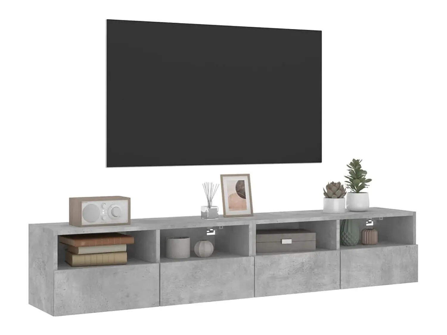 Móvel De Tv| Móveis parede TV 2 pcs 80x30x30 cm deriv. madeira cinza cimento PT313472 Cinzento
