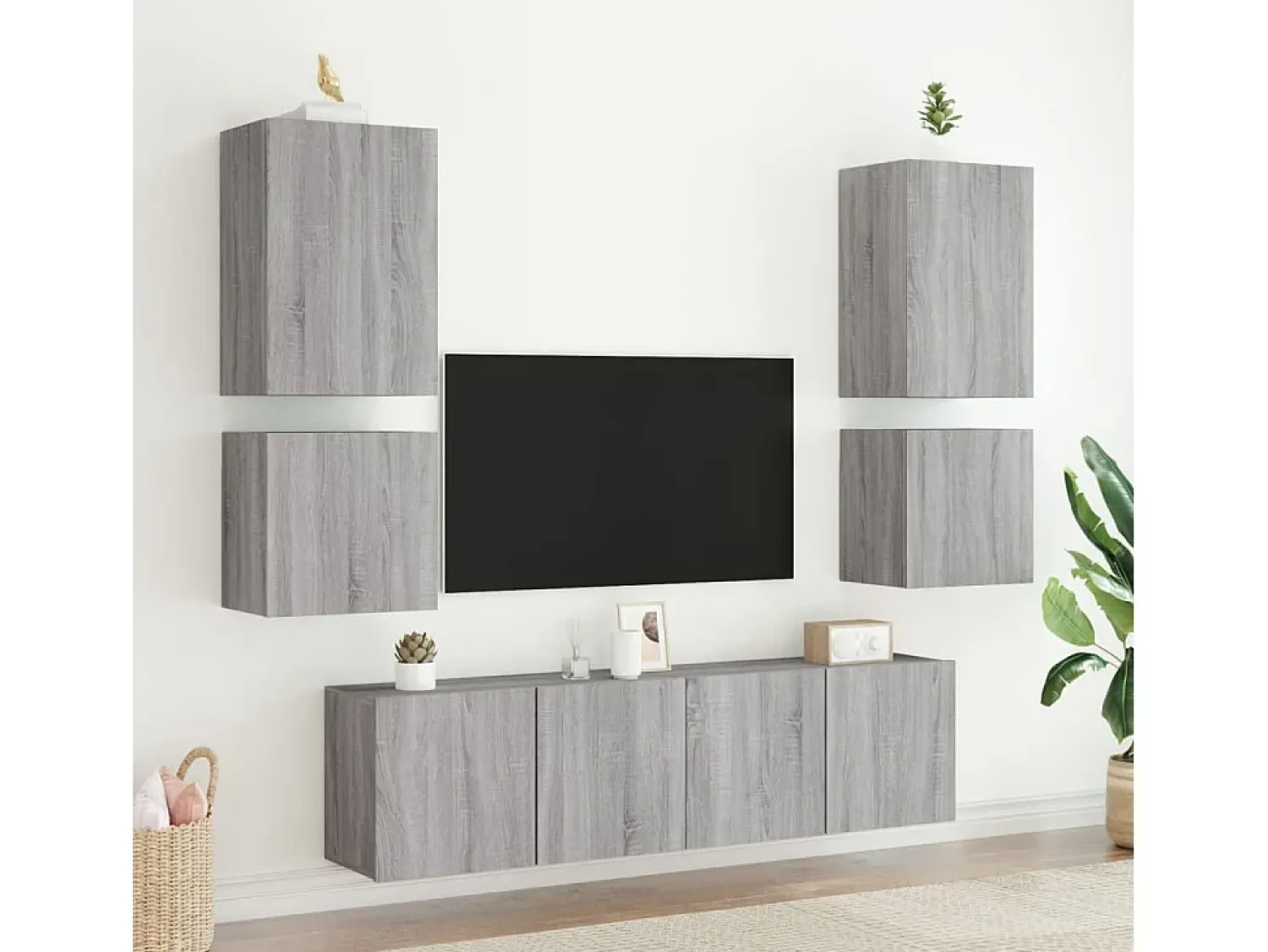 Móvel De Tv* Móveis parede TV 2pcs 40,5x30x40 cm deriv. madeira cinza sonoma PT903541 Cinzento