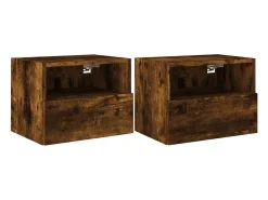 Móvel De Tv* Móveis parede TV 2pcs 40x30x30cm deriv. madeira carvalho fumado PT525503 Castanho