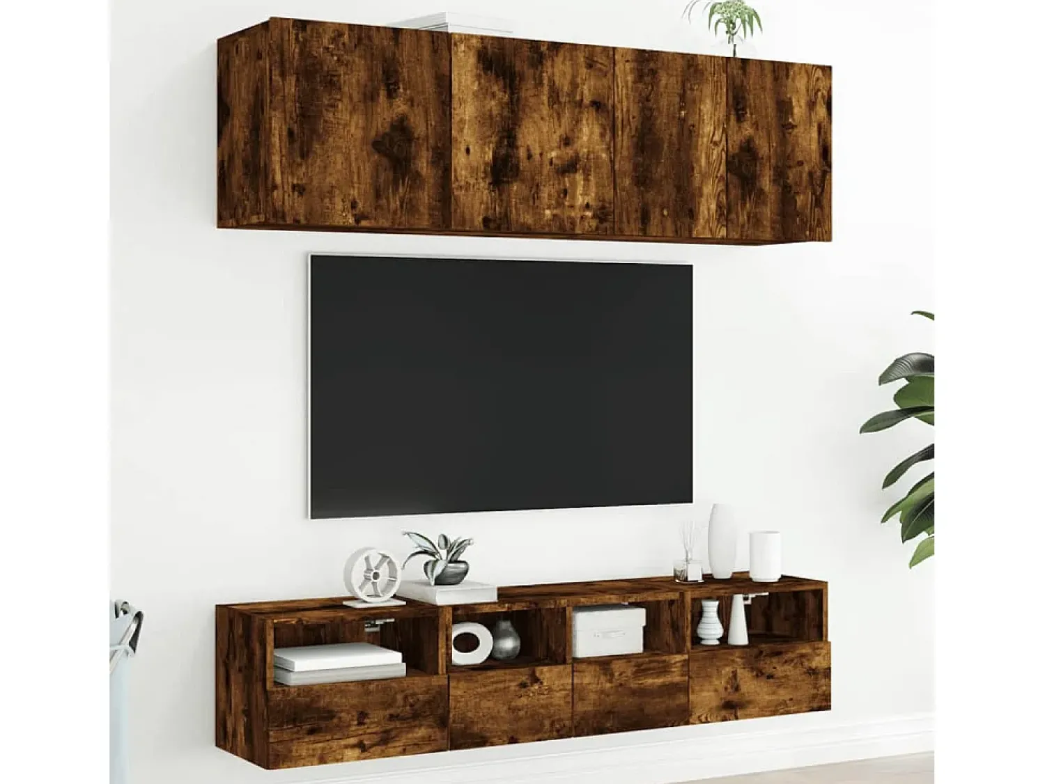Móvel De Tv* Móveis parede TV 2pcs 40x30x30cm deriv. madeira carvalho fumado PT525503 Castanho