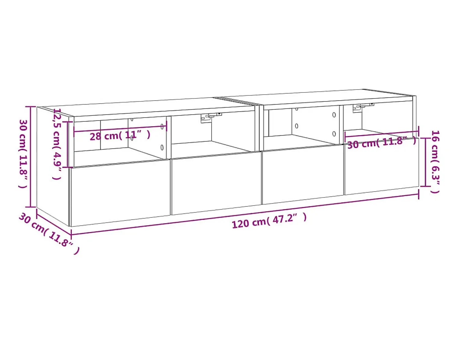Outlet vidaxl Móveis parede TV 2pcs 60x30x30cm deriv. madeira carvalho sonoma Castanho