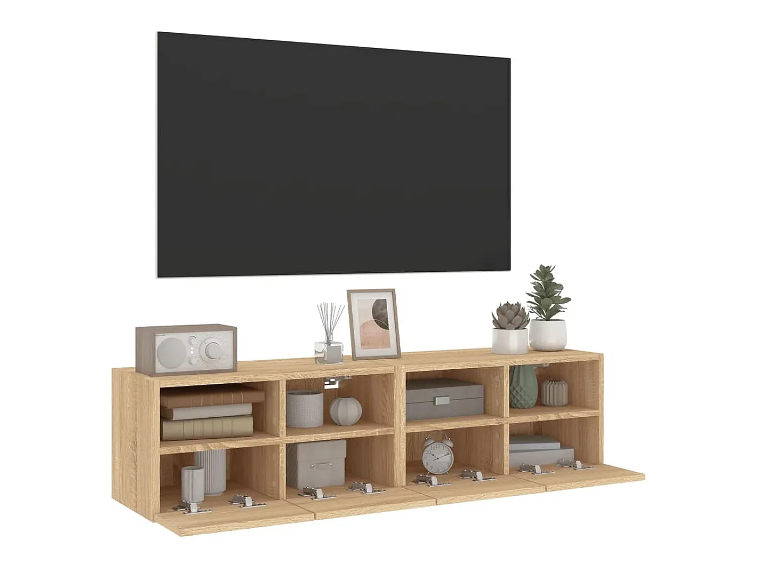 Móvel De Tv| Móveis parede TV 2pcs 60x30x30cm deriv. madeira carvalho sonoma PT245176 Castanho