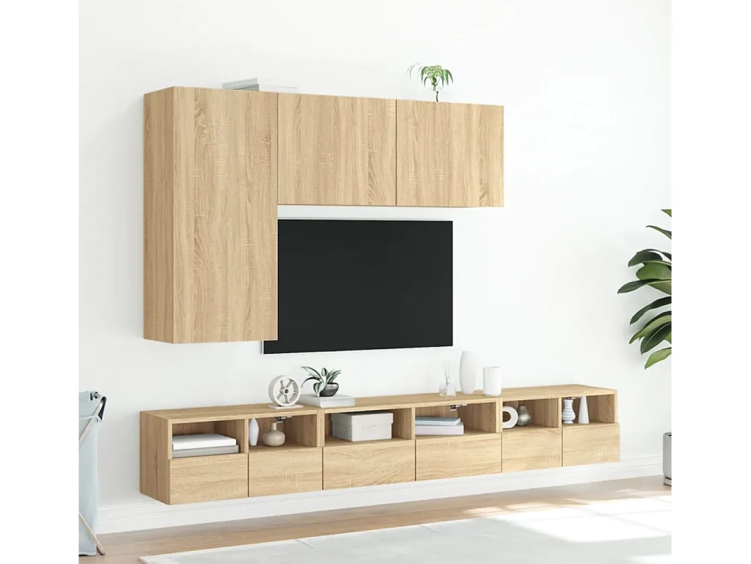 Móvel De Tv| Móveis parede TV 2pcs 60x30x30cm deriv. madeira carvalho sonoma PT245176 Castanho