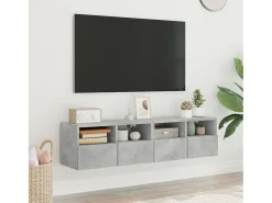 Móveis parede TV 2pcs 60x30x30cm deriv. madeira cinza cimento PT948406^ Móvel De Tv