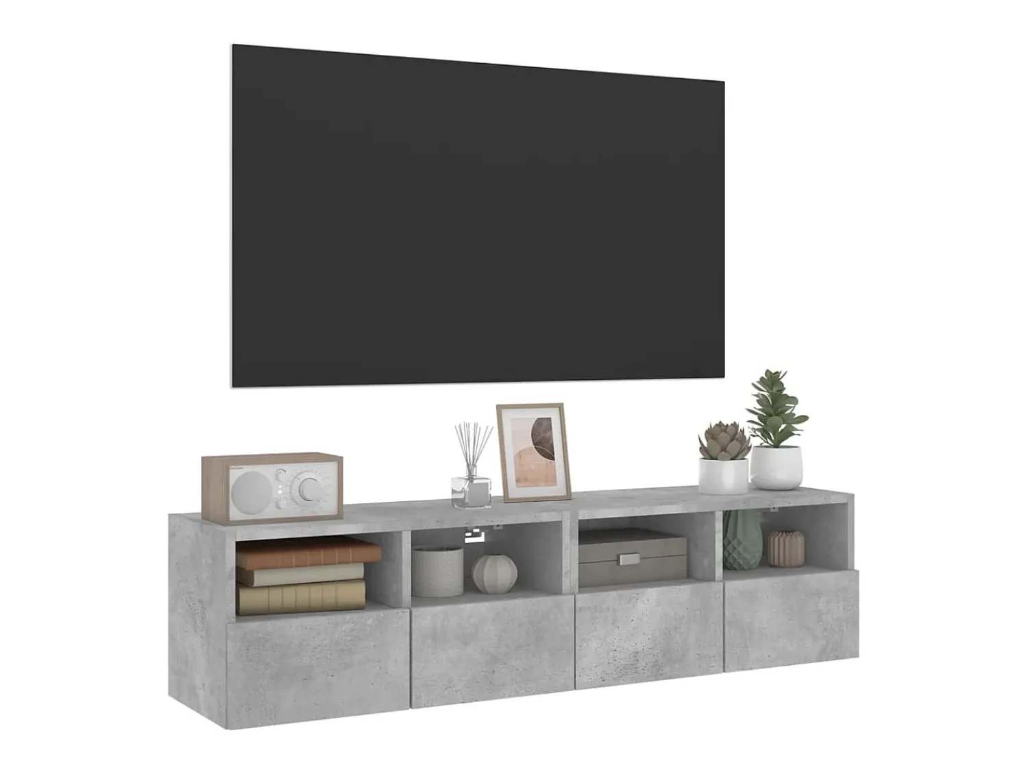 Móveis parede TV 2pcs 60x30x30cm deriv. madeira cinza cimento PT948406^ Móvel De Tv