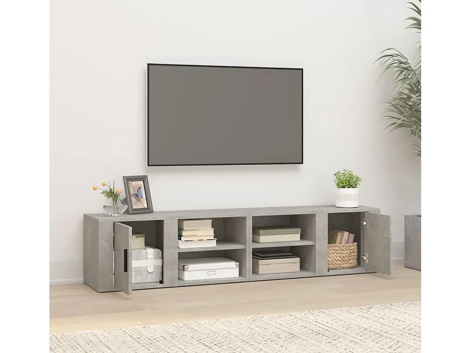Móvel De Tv* Móveis TV 2 pcs 80x31,5x36 cm derivados madeira cinza cimento PT757816 Cinzento