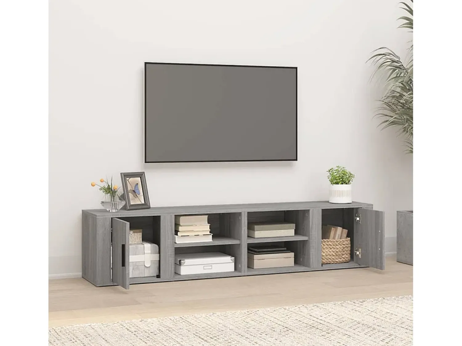 Online Móveis TV 2 pcs 80x31,5x36 cm derivados madeira sonoma PT437980 Cinzento