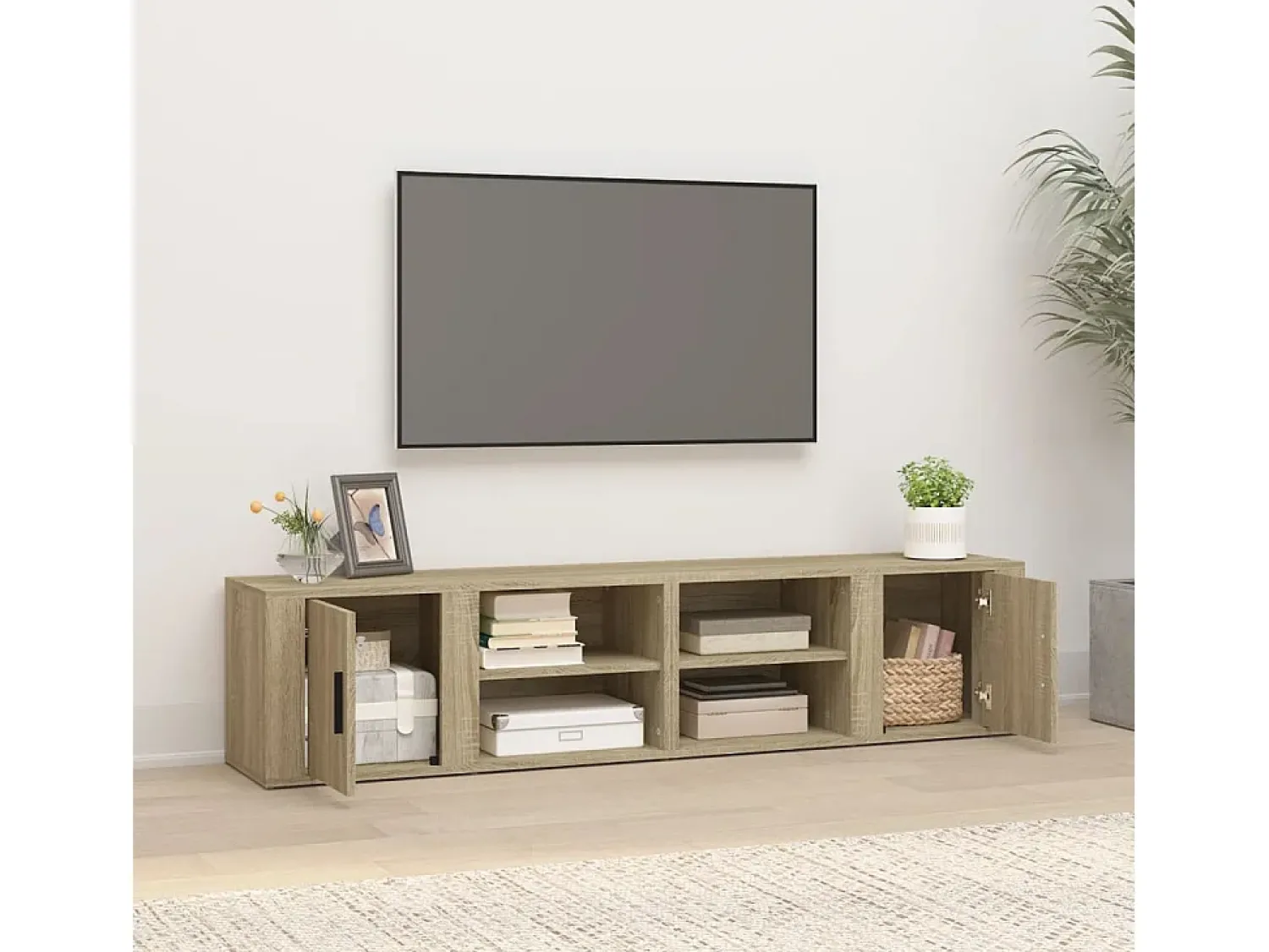 Clearance Móveis TV 2 pcs 80x31,5x36 cm derivados madeira carvalho sonoma PT328259 Castanho