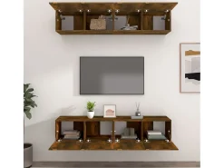 Discount Móveis TV 4 pcs 80x30x30cm derivados de madeira carvalho fumado PT537788 Castanho