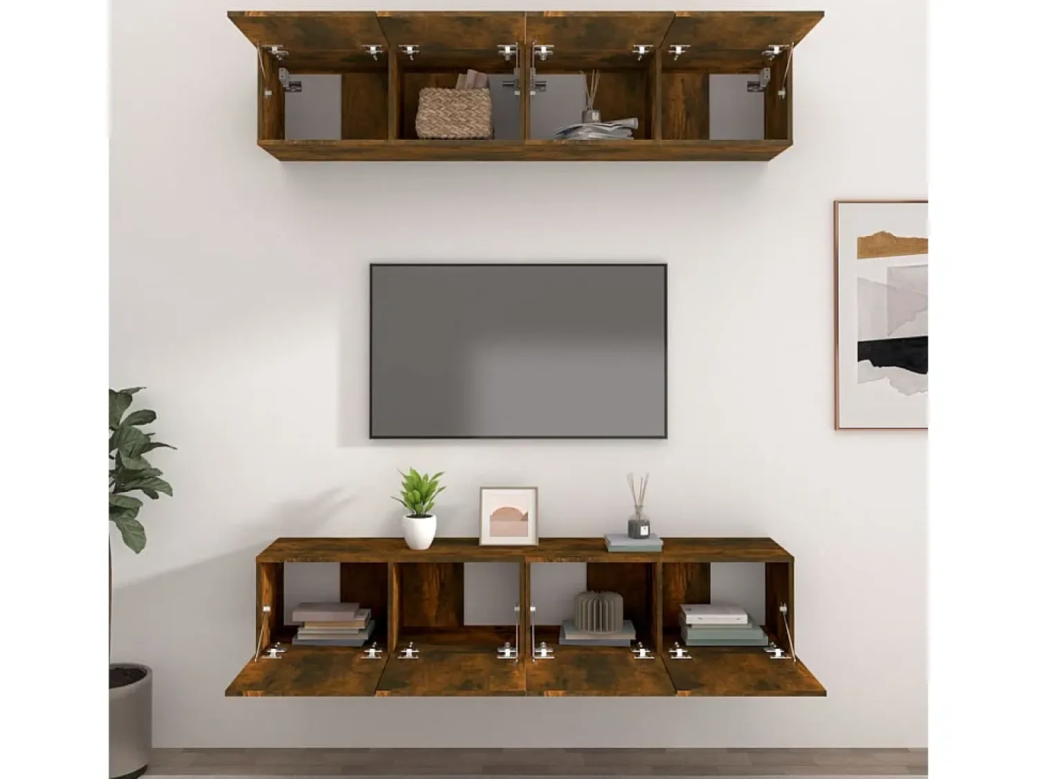 Discount Móveis TV 4 pcs 80x30x30cm derivados de madeira carvalho fumado PT537788 Castanho