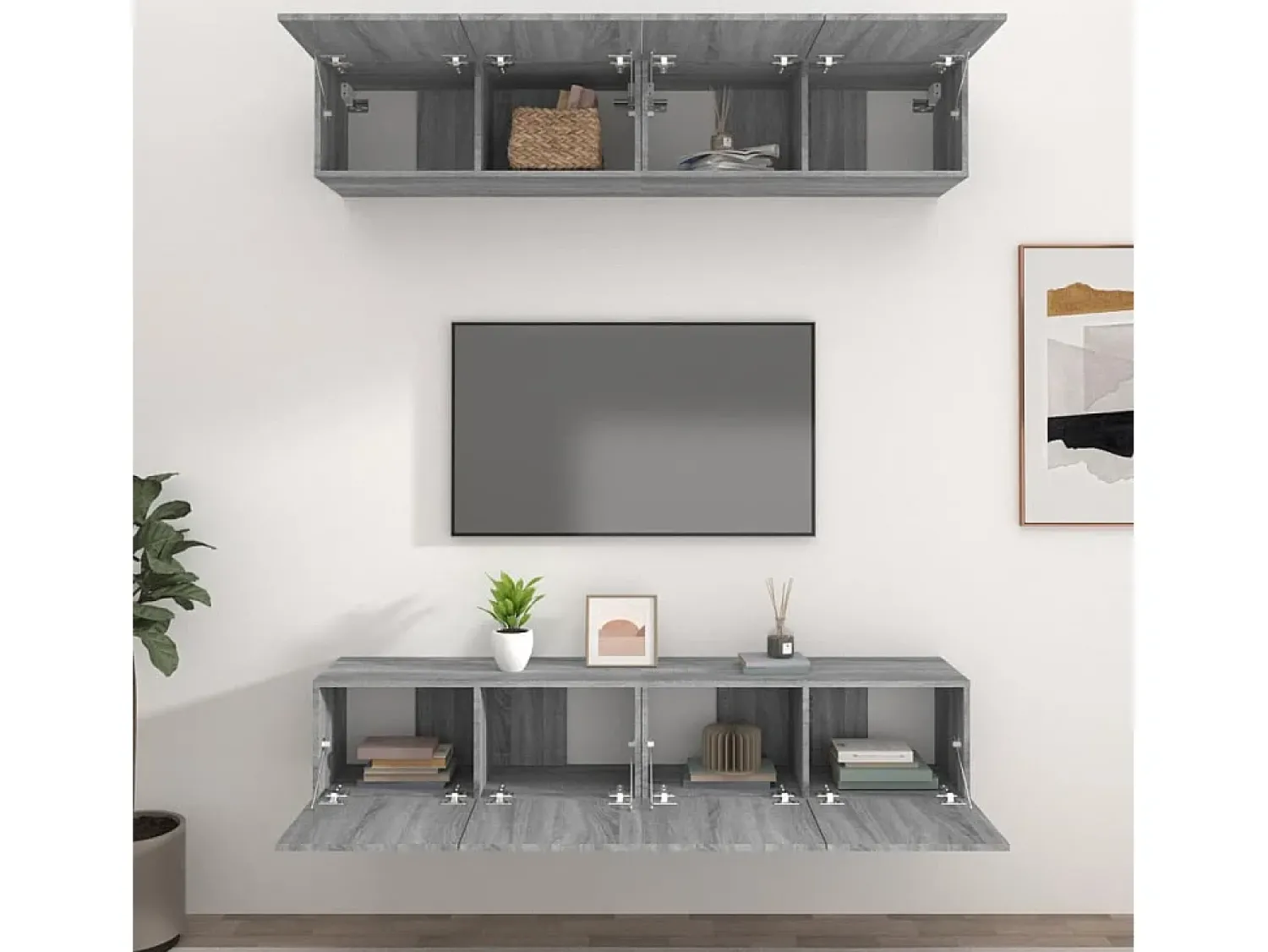 Móveis TV 4 pcs 80x30x30cm derivados de madeira sonoma PT981371^ Móvel De Tv