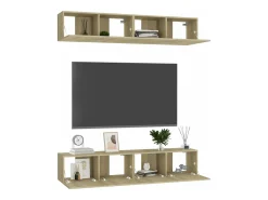 Best Móveis TV 4 pcs 80x30x30cm derivados de madeira carvalho sonoma PT169276 Castanho