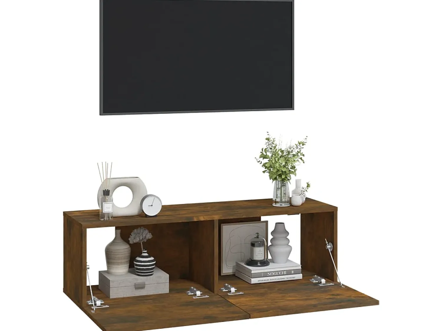Móvel De Tv* Móveis TV parede 2pcs 100x30x30cm derivados madeira cor fumado PT977043 Castanho