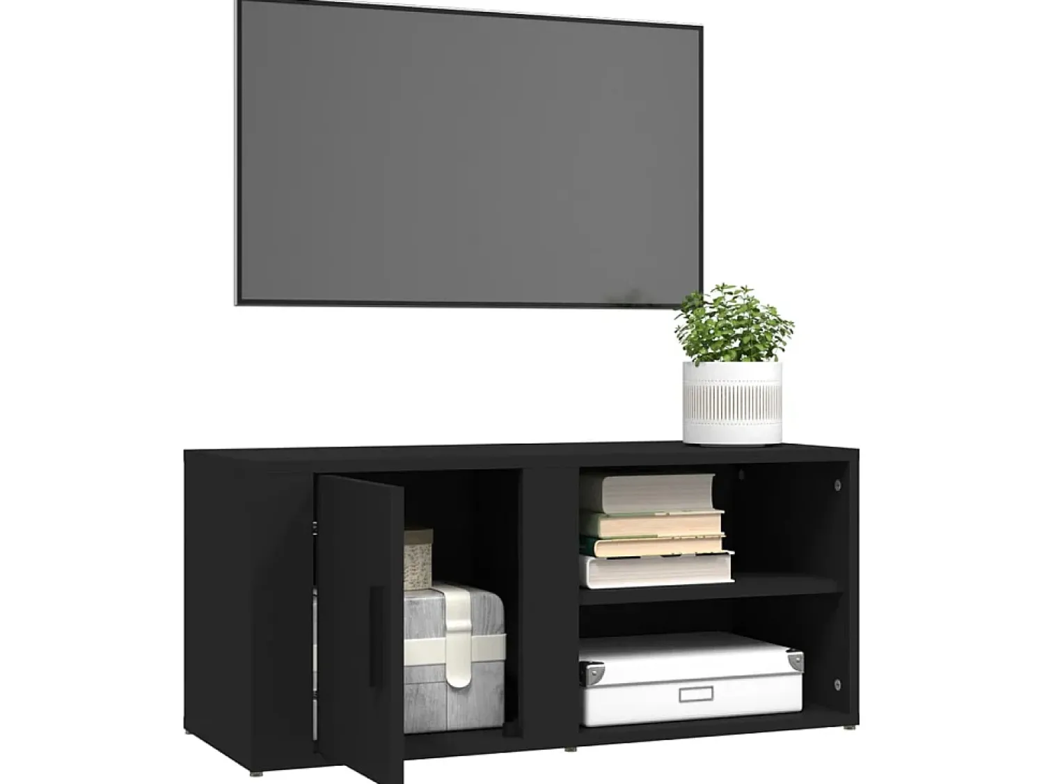 Móvel De Tv| Móveis TV 2pcs 80x31,5x36 cm derivados de madeira PT280841 Preto