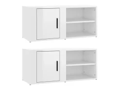 Móvel De Tv| Móveis TV 2pcs 80x31,5x36 cm derivados madeira brilhante PT734763 Branco