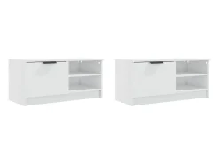 Móvel De Tv* Móveis TV 2pcs 80x35x36,5cm derivados madeira brilhante PT683959 Branco