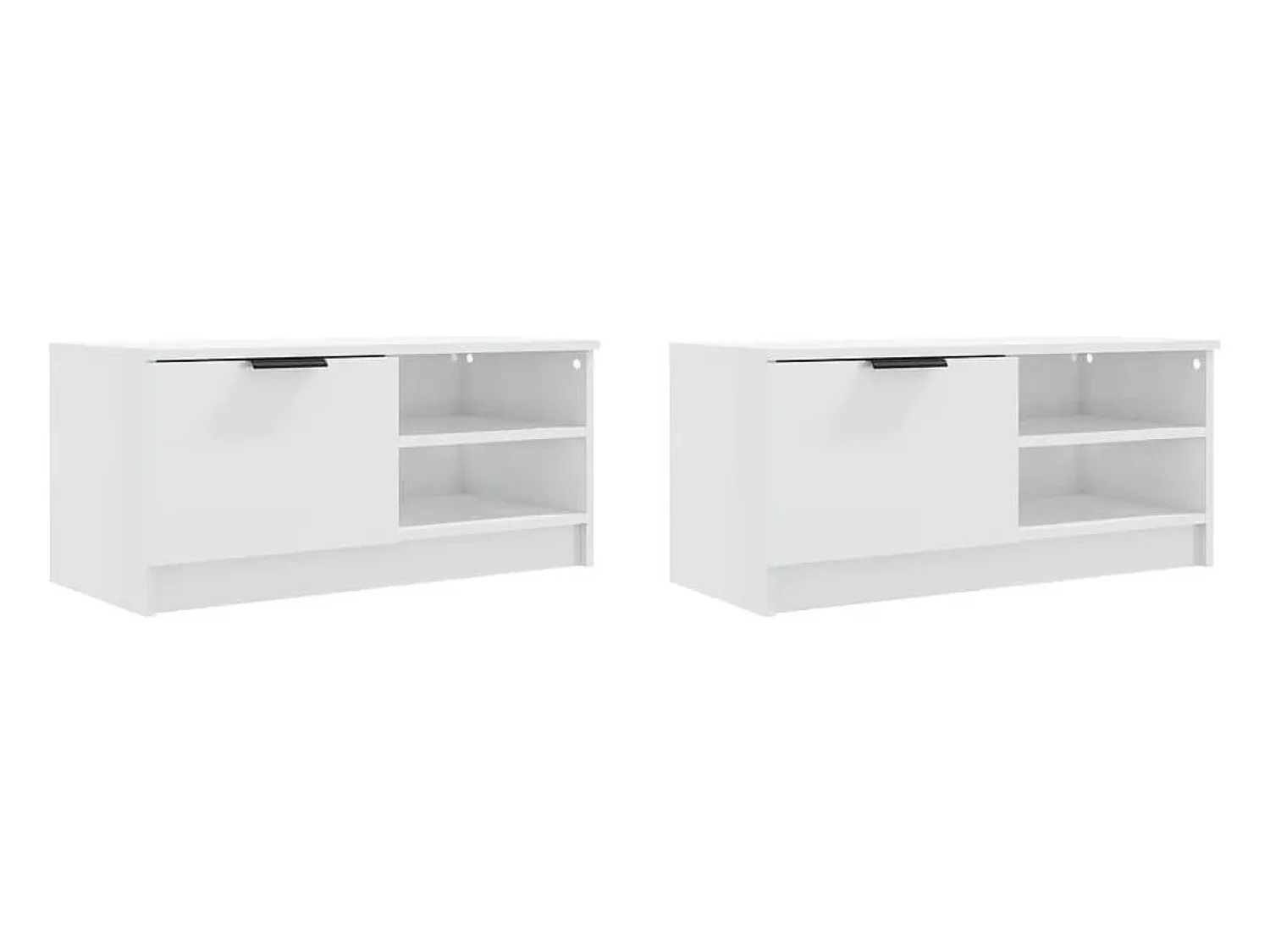 Móvel De Tv* Móveis TV 2pcs 80x35x36,5cm derivados madeira brilhante PT683959 Branco