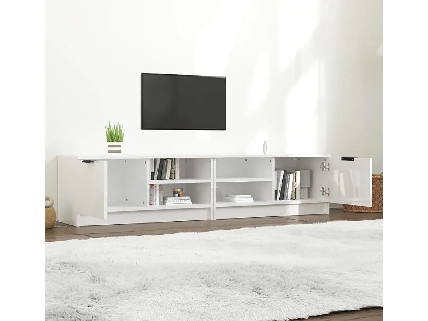 Móvel De Tv* Móveis TV 2pcs 80x35x36,5cm derivados madeira brilhante PT683959 Branco