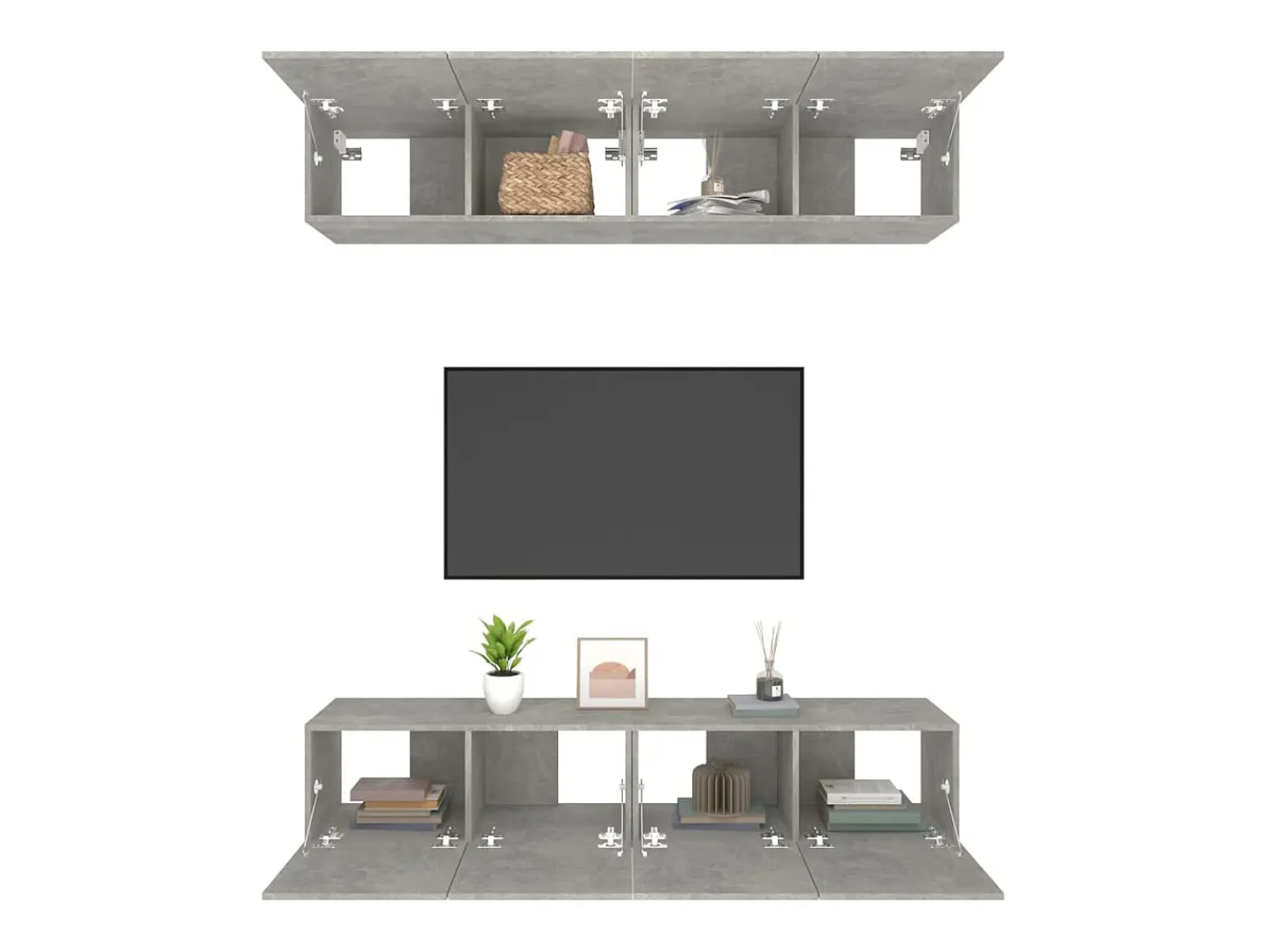 Móvel De Tv| Móveis TV 4pcs 80x30x30cm derivados de madeira cimento PT820833 Cinzento