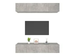 Móvel De Tv| Móveis TV 4pcs 80x30x30cm derivados de madeira cimento PT820833 Cinzento